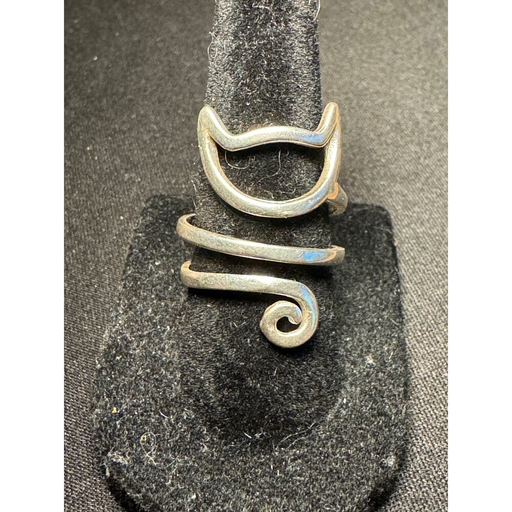 925 Sterling Silver Wrap Cat Ring Size 7.5